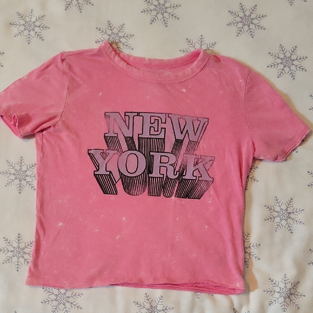 American Eagle Outfitters Pink New York Crop T-Shirt
